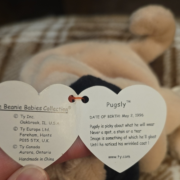 BOGO Pugsly Ty Plush Pug with Tan and Black Colors - Picture 2 of 6